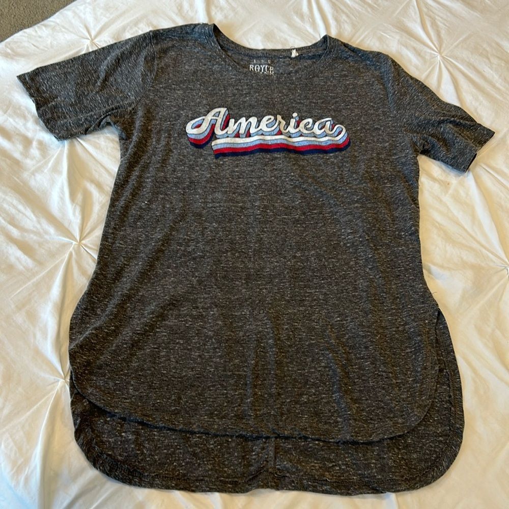 Royce Brand Women's Gray America Crew Neck Short Sleeves T-Shirt Size L/G